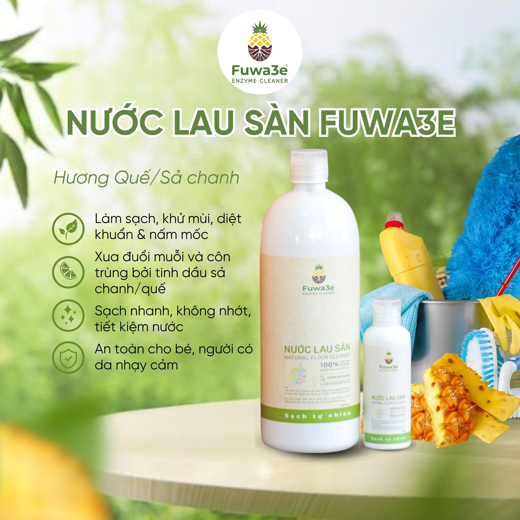 Nước lau sàn tinh dầu Quế FUWA3E 1L