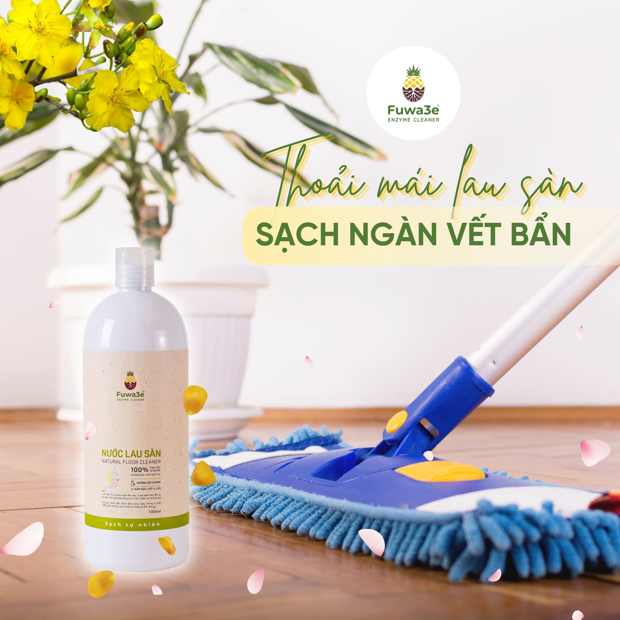 Nước lau sàn tinh dầu Quế FUWA3E 1L