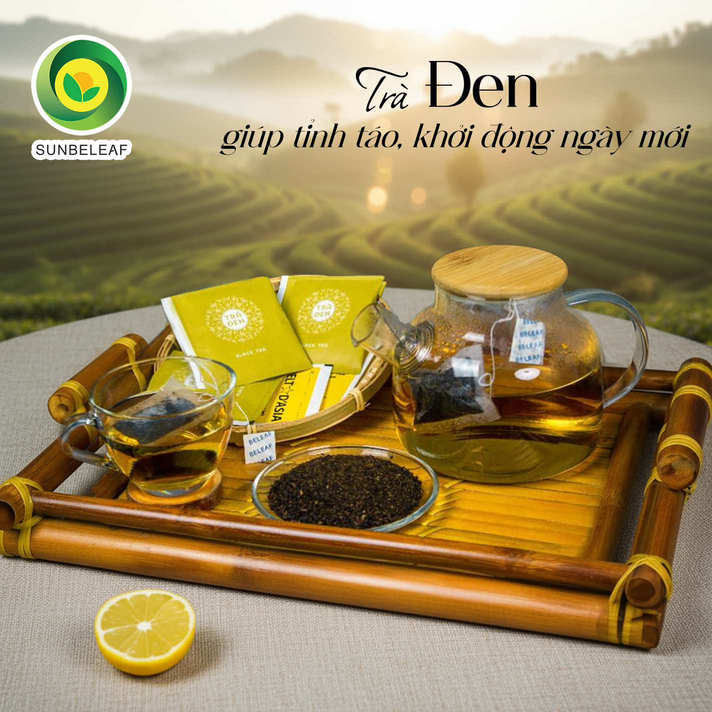 Trà Đen (Hồng Trà) Sunbeleaf – Mang Lại Cảm Giác Tỉnh Táo, Sảng Khoái Mỗi Ngày – Hộp 20 Gói