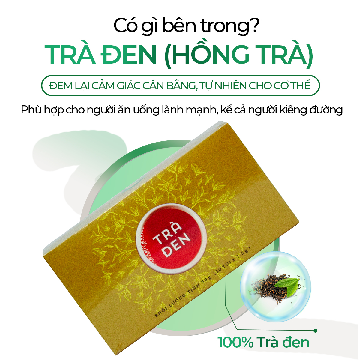 Trà Đen (Hồng Trà) Sunbeleaf – Mang Lại Cảm Giác Tỉnh Táo, Sảng Khoái Mỗi Ngày – Hộp 20 Gói
