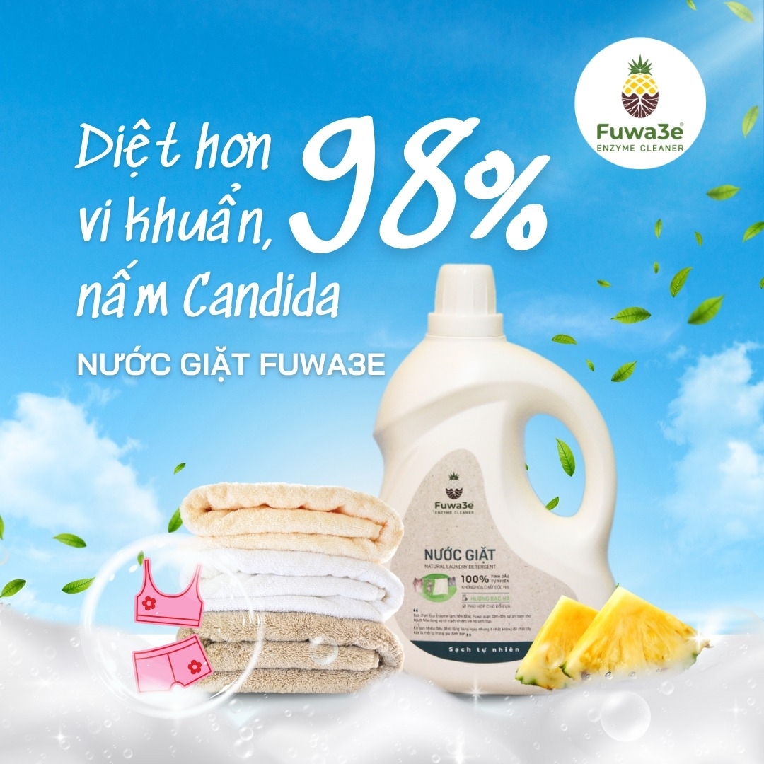 Nước giặt hương bạc hà Fuwa3e 90% enzyme dứa diệt nấm đồ lót 3.5l