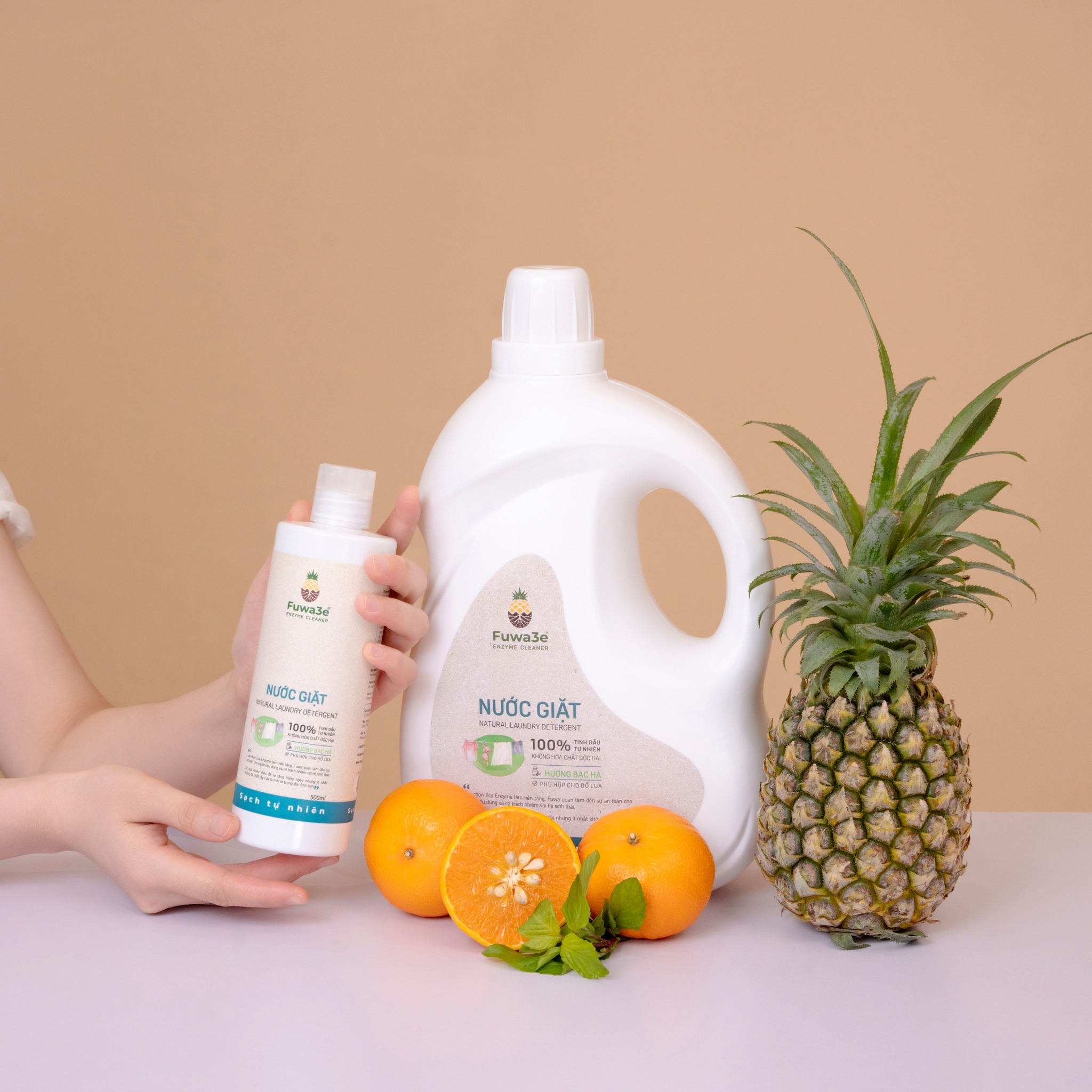 Nước giặt hương bạc hà Fuwa3e 90% enzyme dứa diệt nấm đồ lót 3.5l