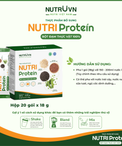 Bột đạm thực vật Nutri Protein hỗ trợ cơ bắp, tăng sức đề kháng, tim mạch (Hộp 20 gói x 18g)