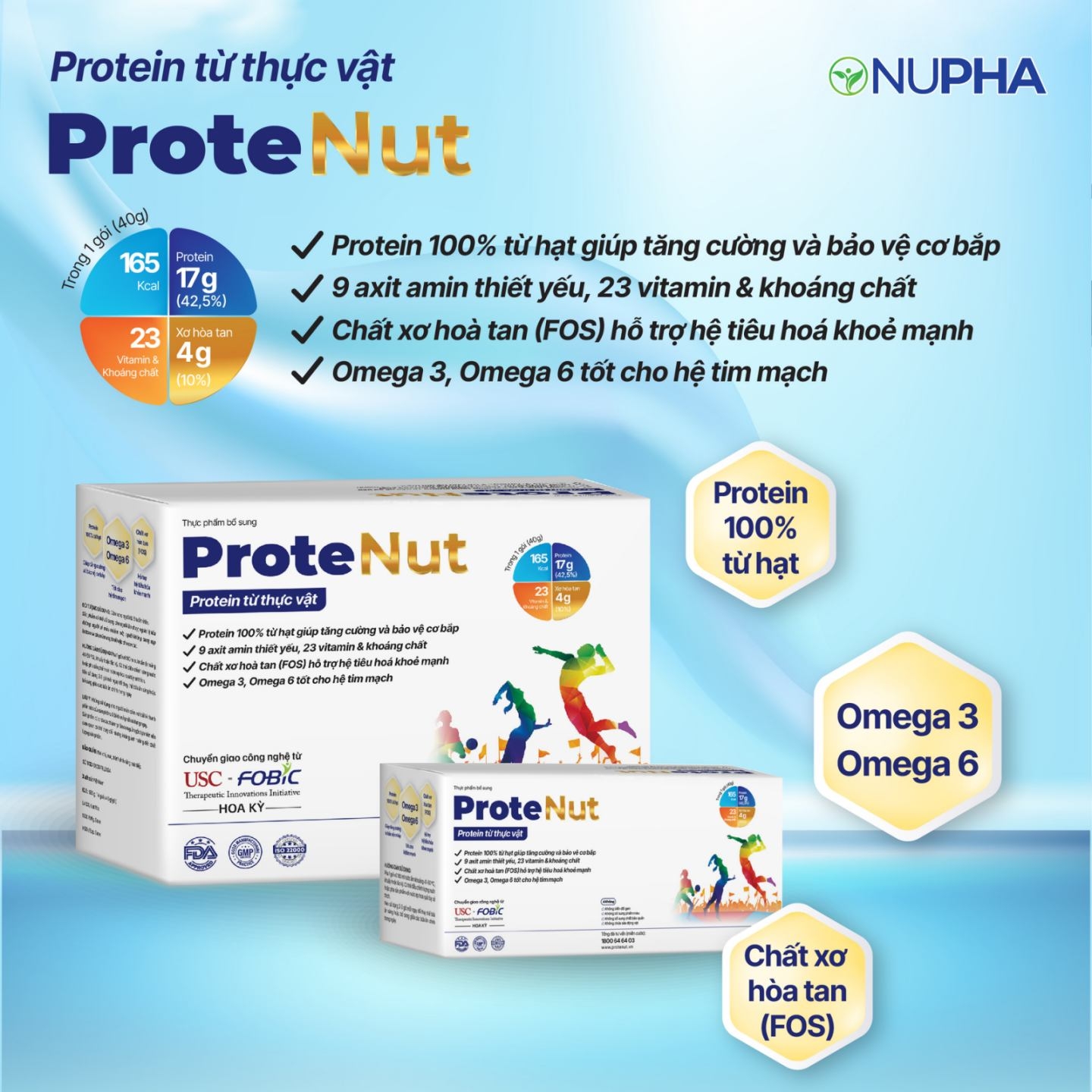 Protein từ thực vật PROTENUT dinh dưỡng toàn diện cho cả gia đình (hộp 14 gói x 40g)