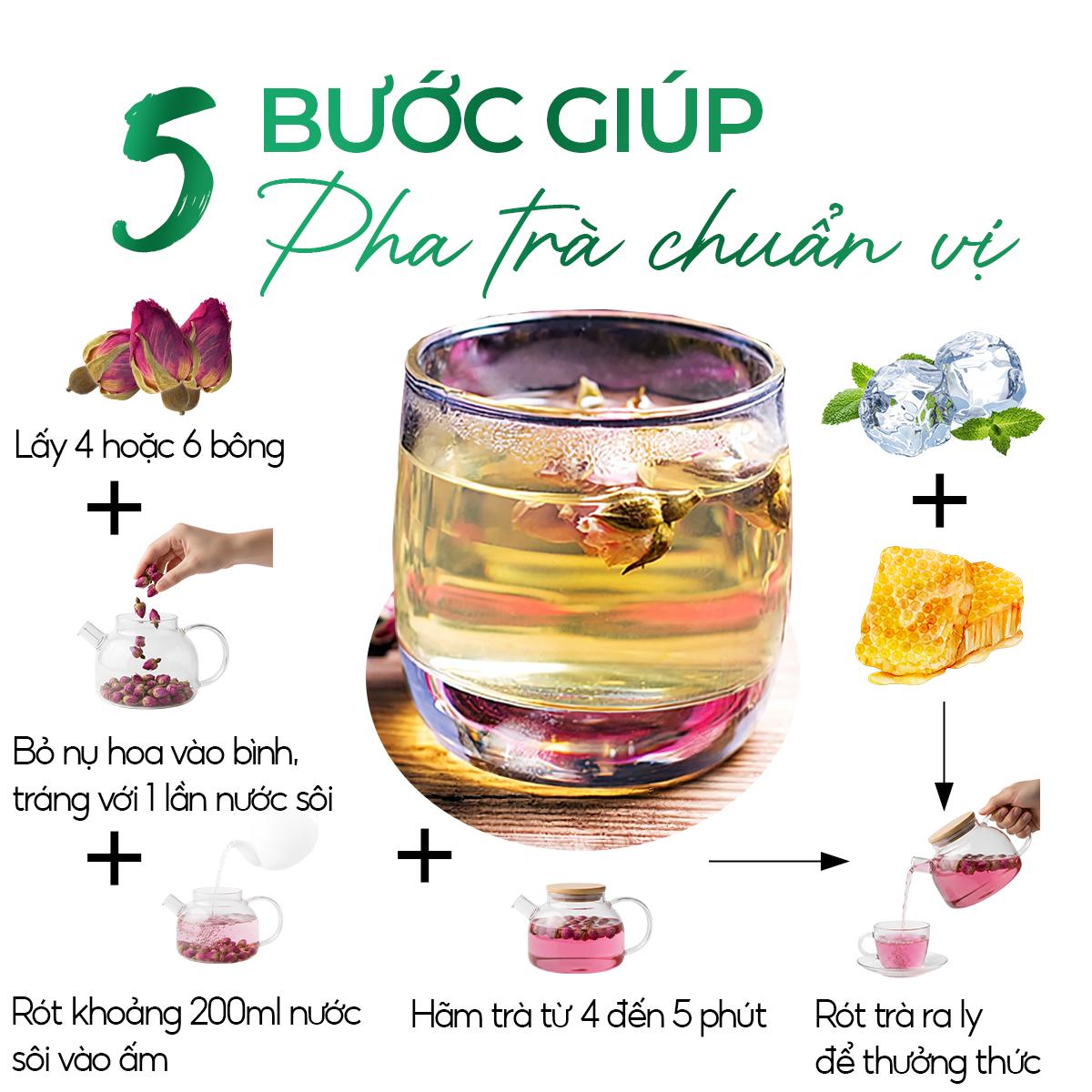 Trà Hoa Hồng Sunbeleaf – Thức Uống Thảo Mộc Dịu Nhẹ Cho Phái Đẹp – Túi 100g