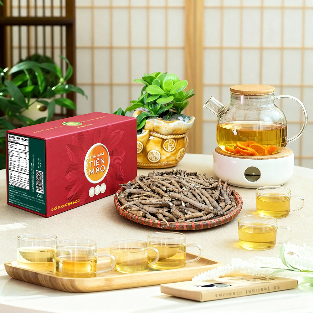 Trà Sâm Tiên Mao Sunbeleaf (Sâm Cau Đen) – Duy Trì Sinh Lực, Trà Đầy Năng Lượng – Hộp 20 Gói