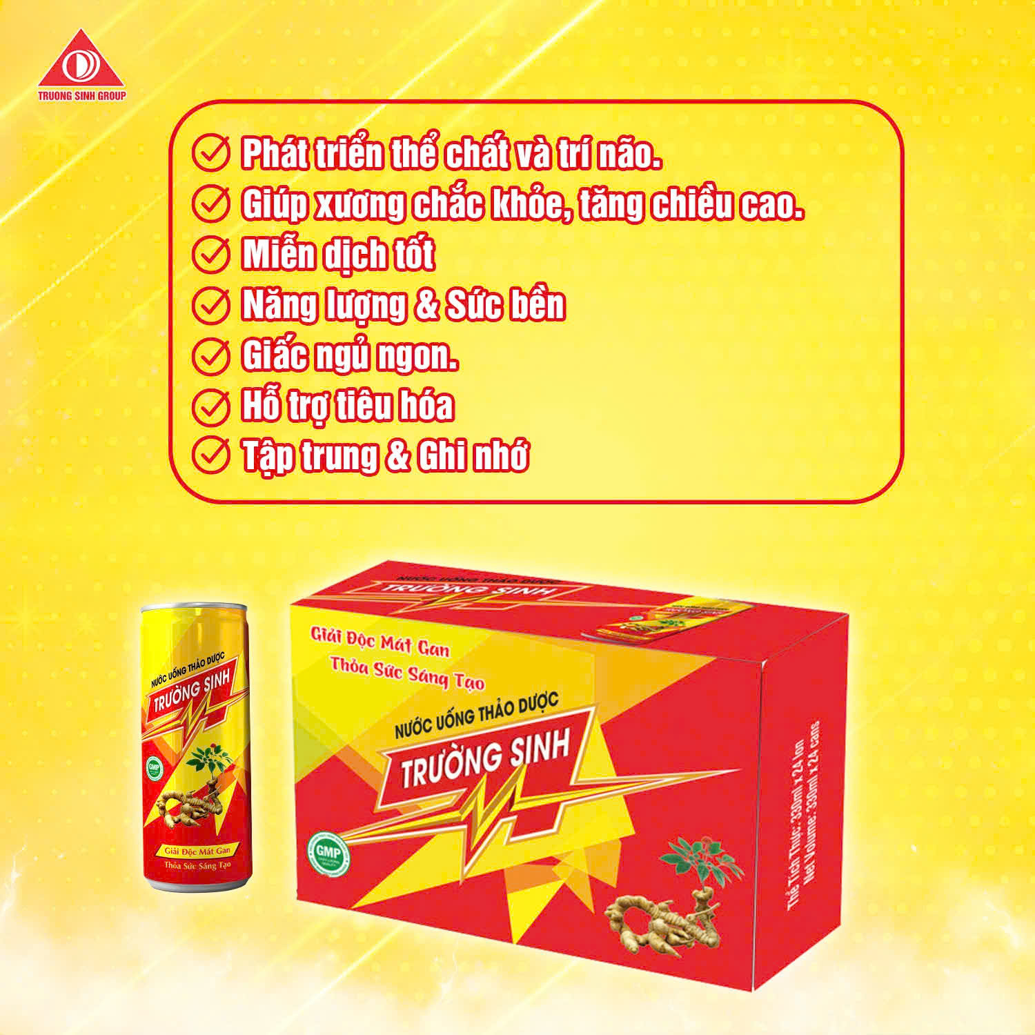 Nước uống thảo dược Trường Sinh thùng 24 lon