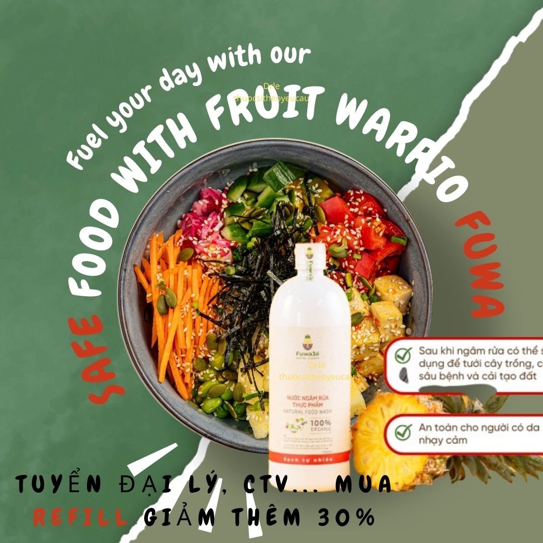Nước ngâm rửa thực phẩm FUWA3E loại bỏ 40+ tồn dư BVTV 100ml