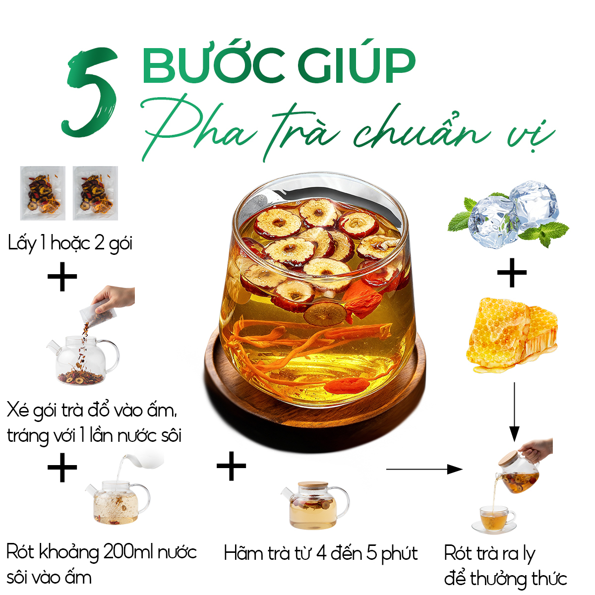 Trà Đông Trùng Hạ Thảo Tứ Vị Sunbeleaf – Duy Trì Sinh Lực, Nuôi Dưỡng Cơ Thể Từ Bên Trong – Túi Zip 20 Gói