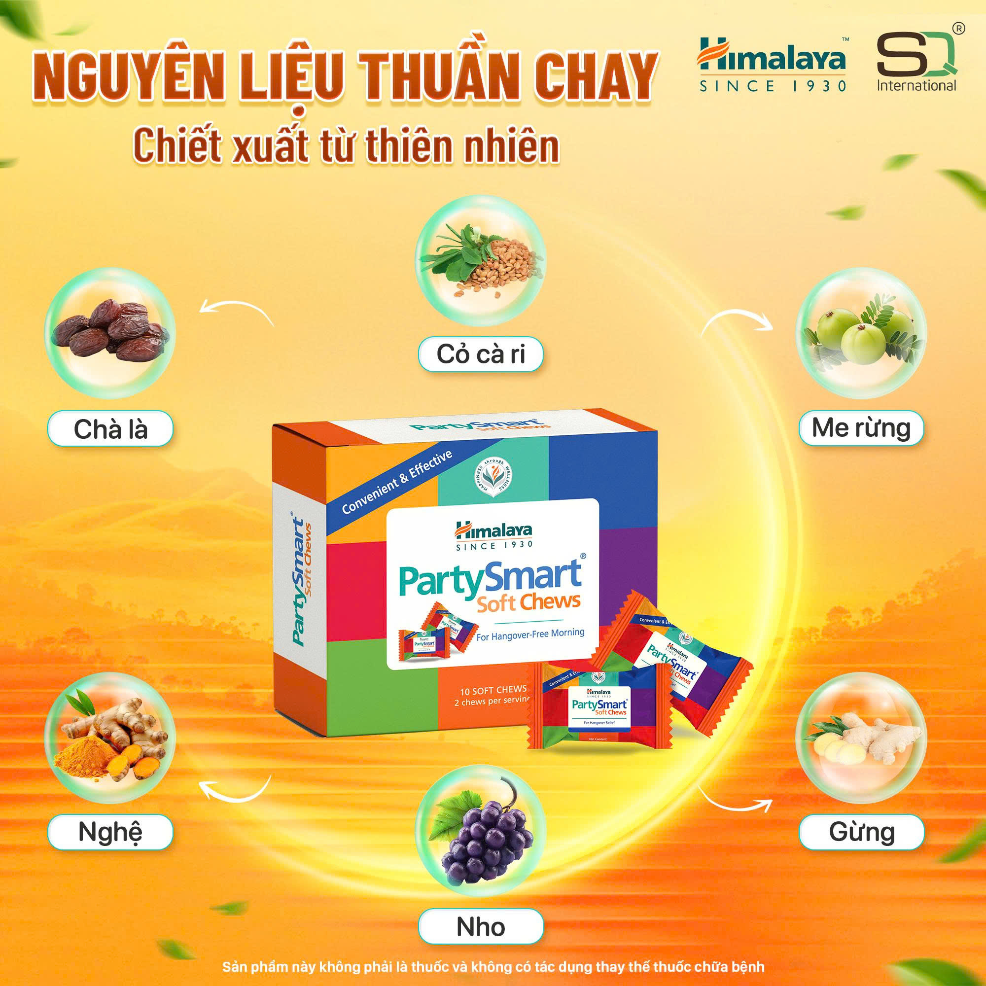 Combo 3 hộp 2 viên Kẹo giải rượu Party Smart hỗ trợ giảm buồn nôn, khó chịu sau tiệc tùng