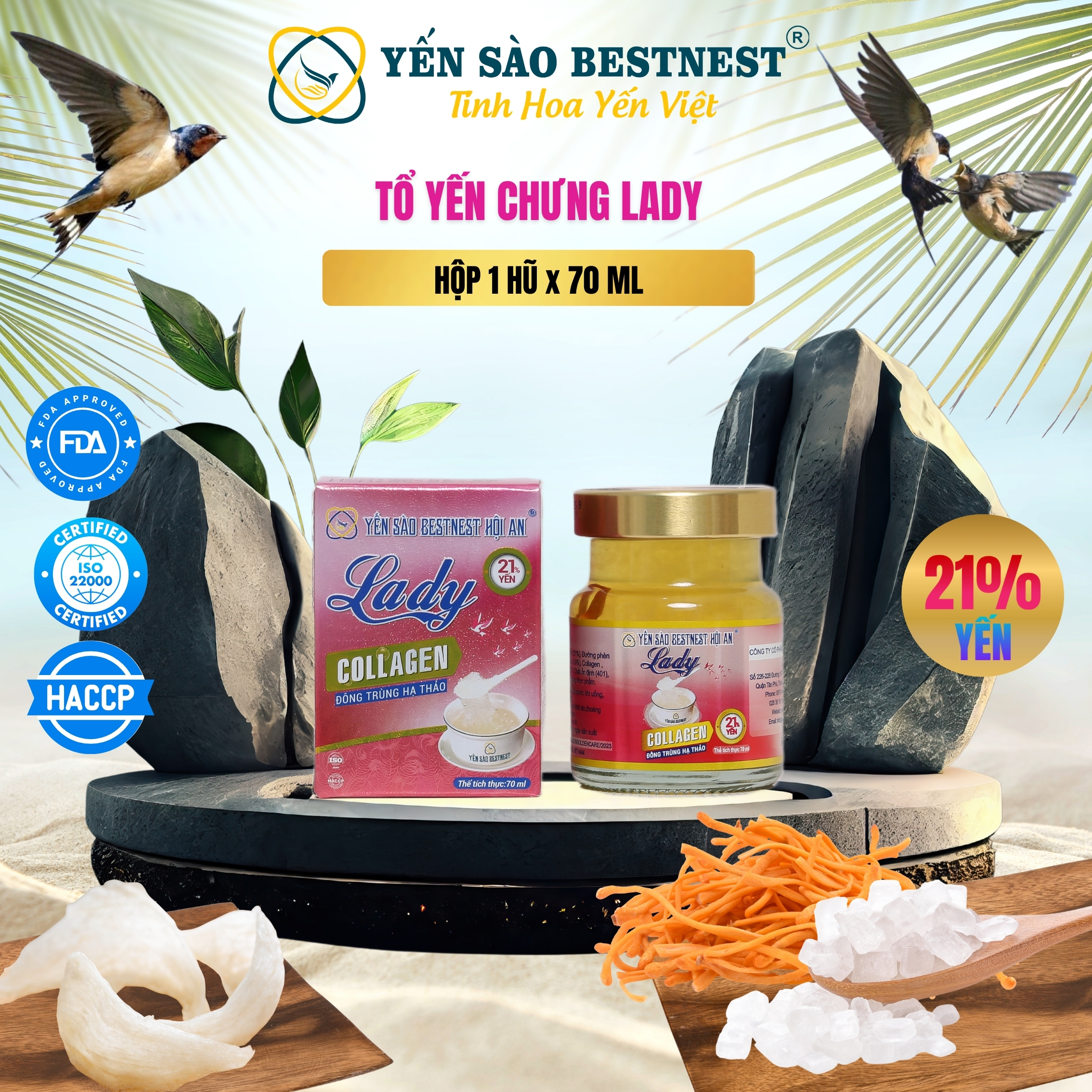 Hộp 1 hũ Yến Sào BESTNEST HỘI AN 21% Lady