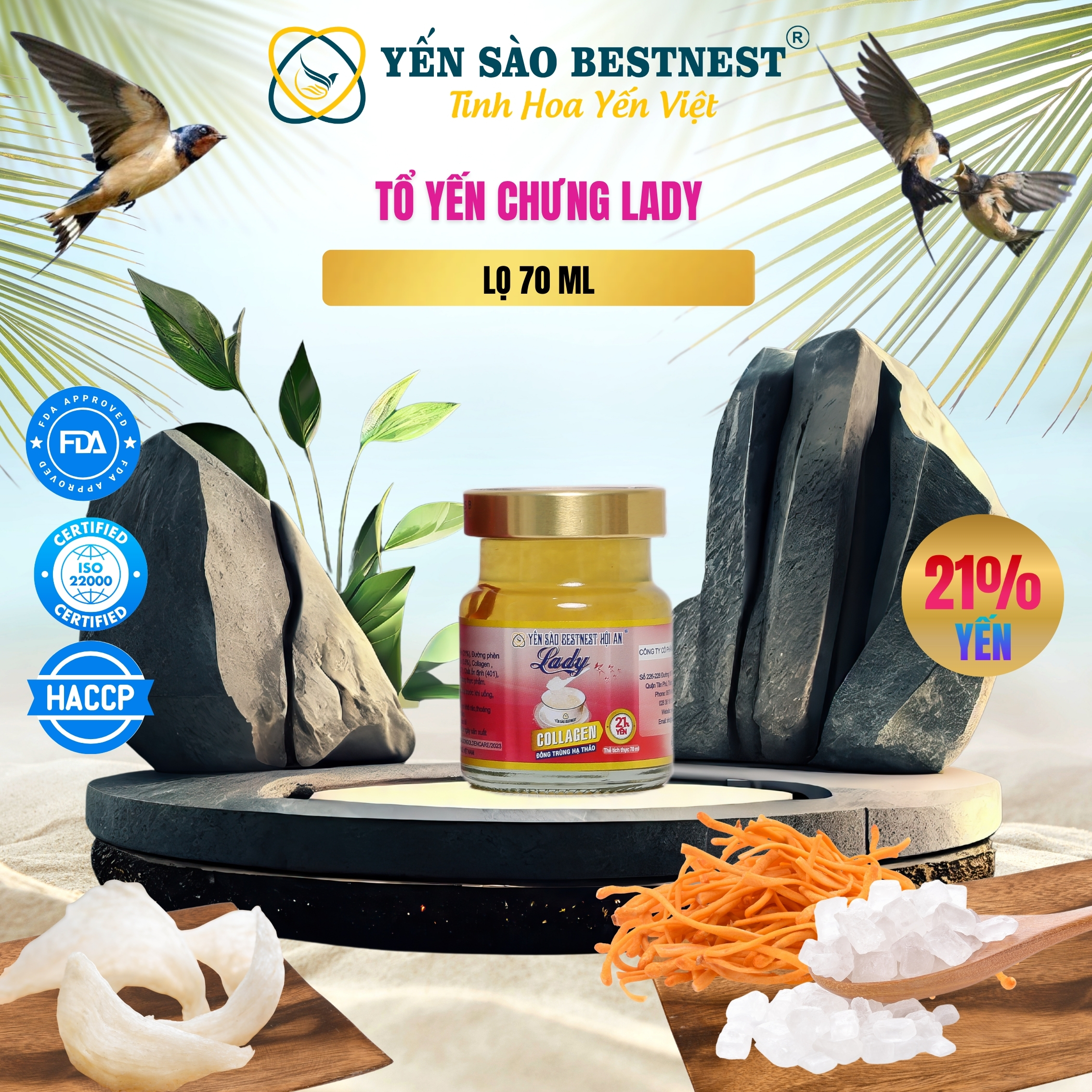 Hộp 1 hũ Yến Sào BESTNEST HỘI AN 21% Lady