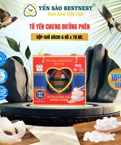 Hộp 6 hũ Tổ yến chưng sẵn BESTNEST HỘI AN 18% Đường Phèn