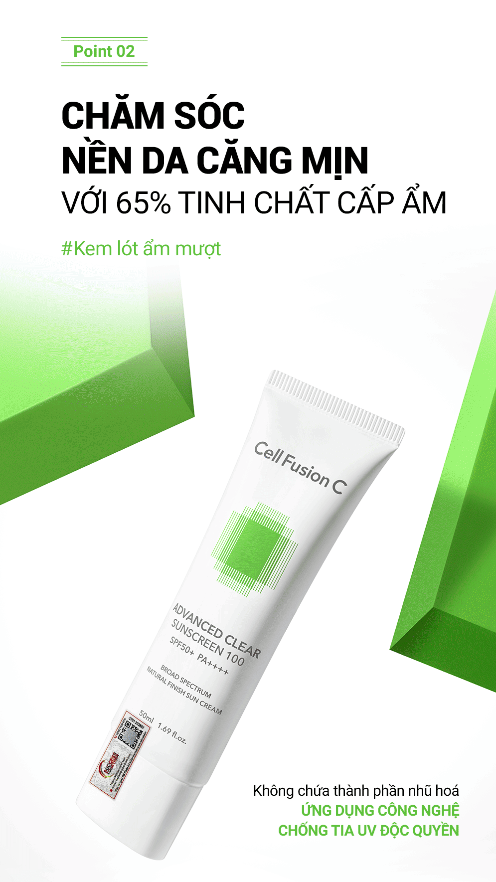 Kem Chống Nắng Phổ Rộng Cho Da Dầu Mụn Cell Fusion C Advanced Clear Sunscreen 100 SPF50+ PA++++ 35ml + 35ml