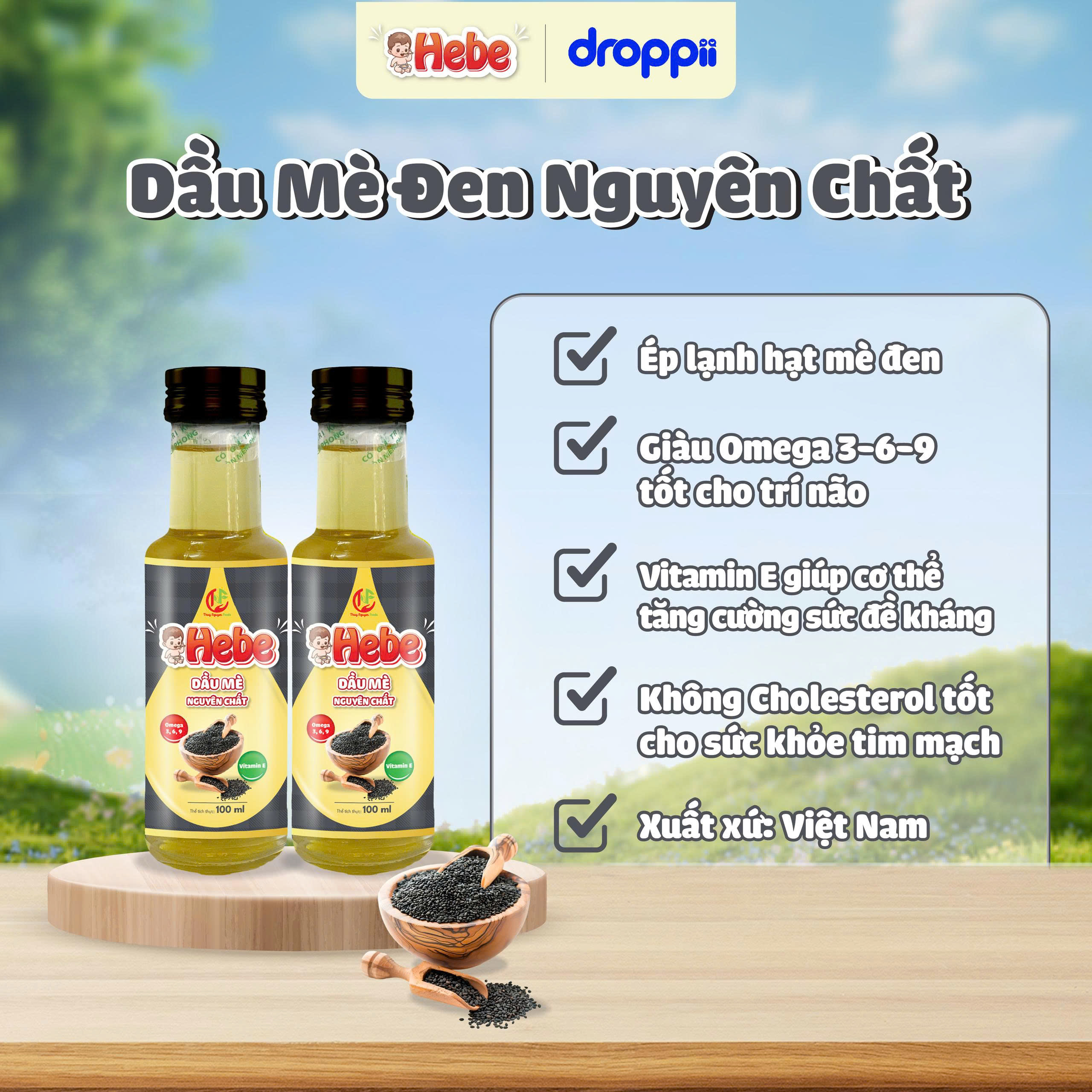 Dầu mè nguyên chất HEBE (chai 100ml)