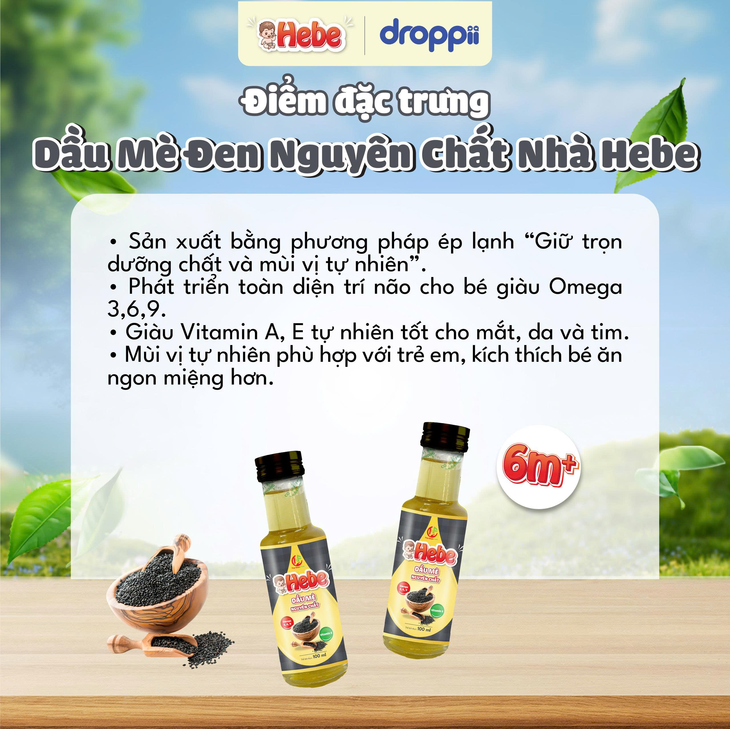 Dầu mè nguyên chất HEBE (chai 100ml)
