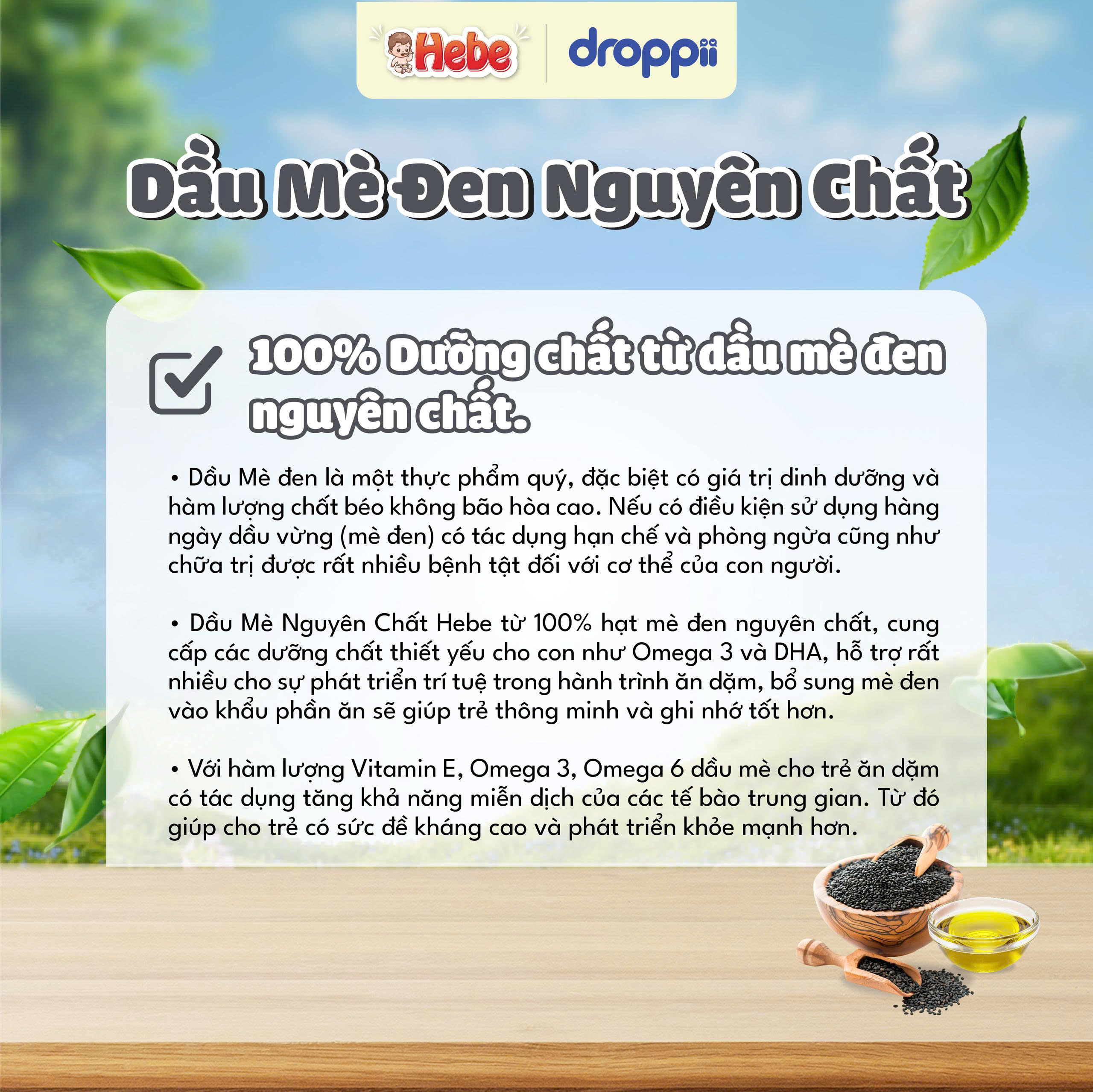 Dầu mè nguyên chất HEBE (chai 100ml)