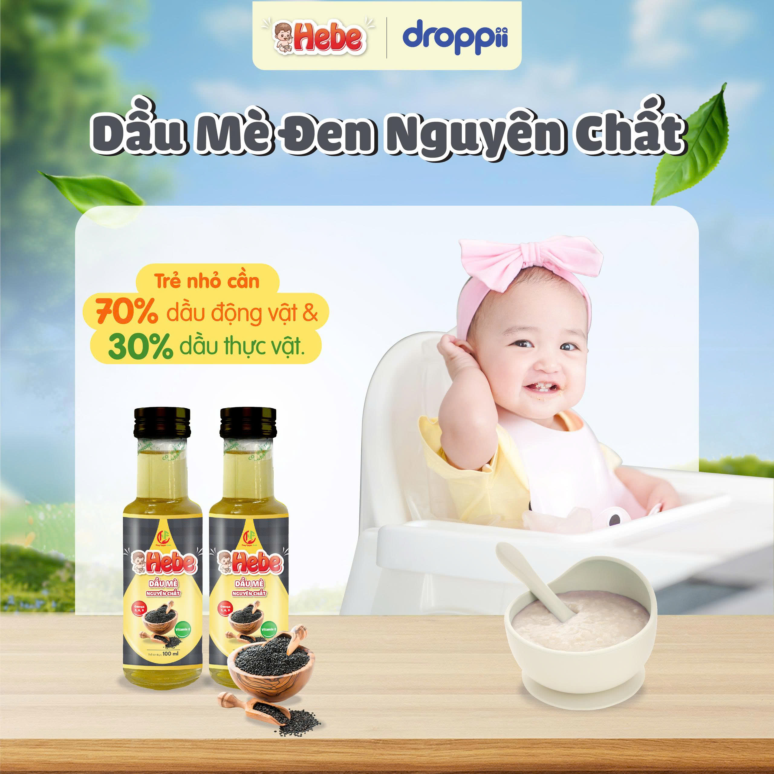 Dầu mè nguyên chất HEBE (chai 100ml)