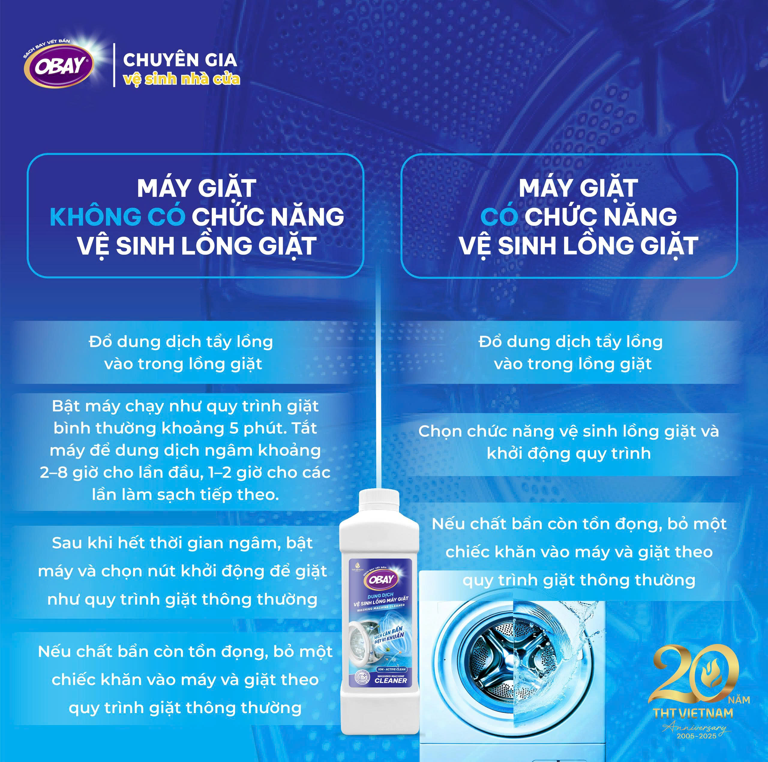 Dung dịch vệ sinh lồng máy giặt OBAY 1L