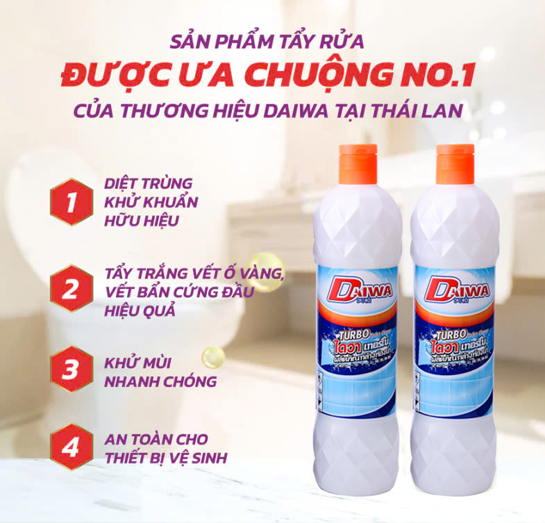 Nước tẩy bồn cầu DAIWA 900ml/chai màu trắng