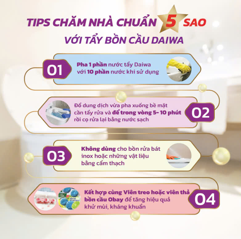 Nước tẩy bồn cầu DAIWA 900ml/chai màu trắng