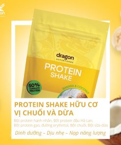 Bột protein thực vật lắc chuối sữa dừa hữu cơ Dragon Superfoods 450g