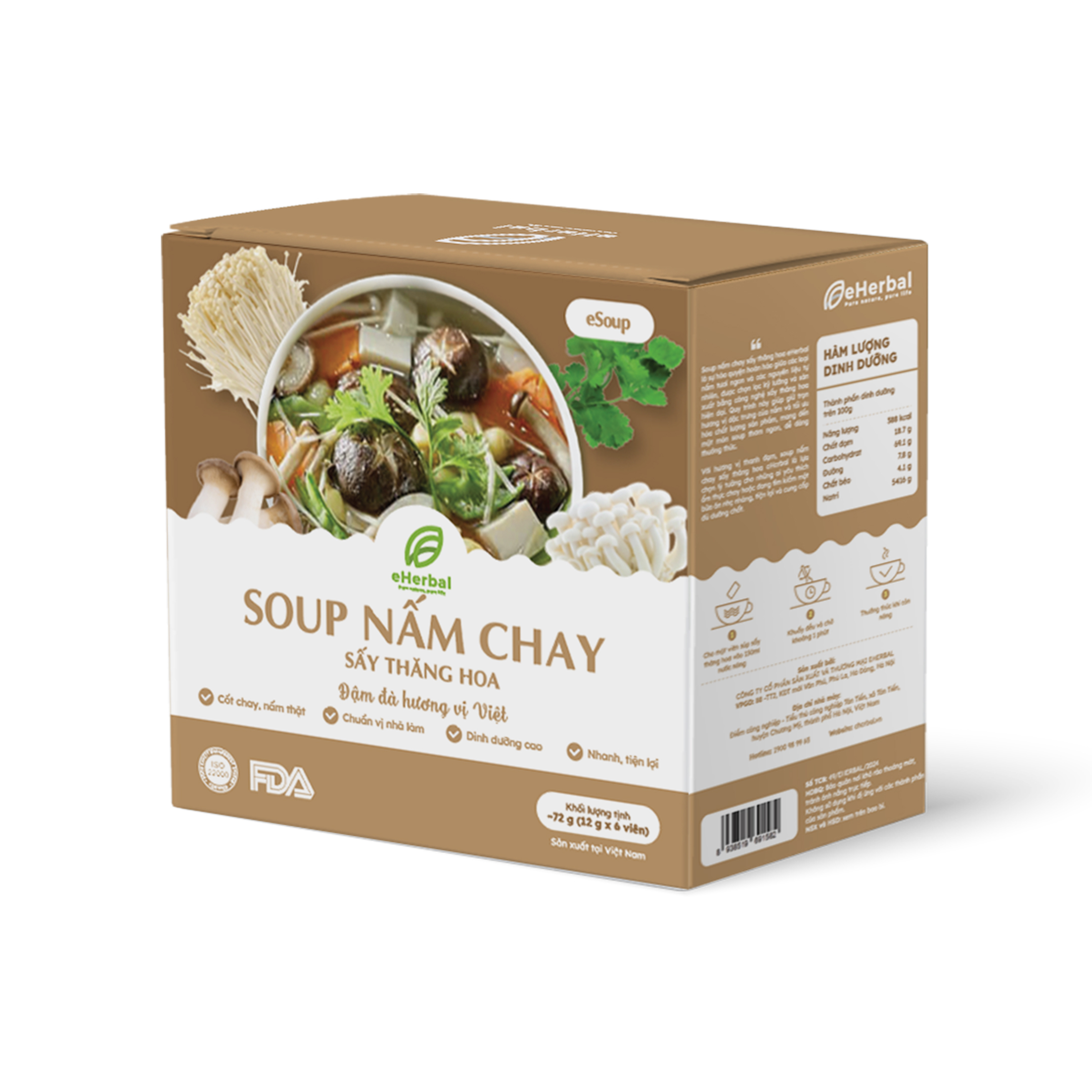 Súp nấm chay sấy thăng hoa eSoup