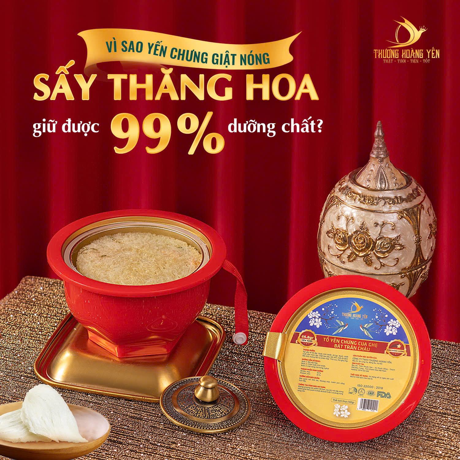 Súp yến TỰ SÔI, SẤY THĂNG HOA các vị THƯỢNG HOÀNG YẾN 140gr