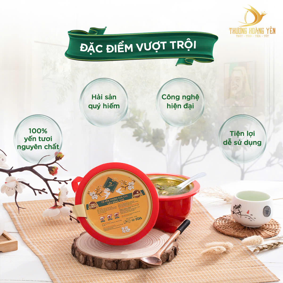 Súp yến TỰ SÔI, SẤY THĂNG HOA các vị THƯỢNG HOÀNG YẾN 140gr