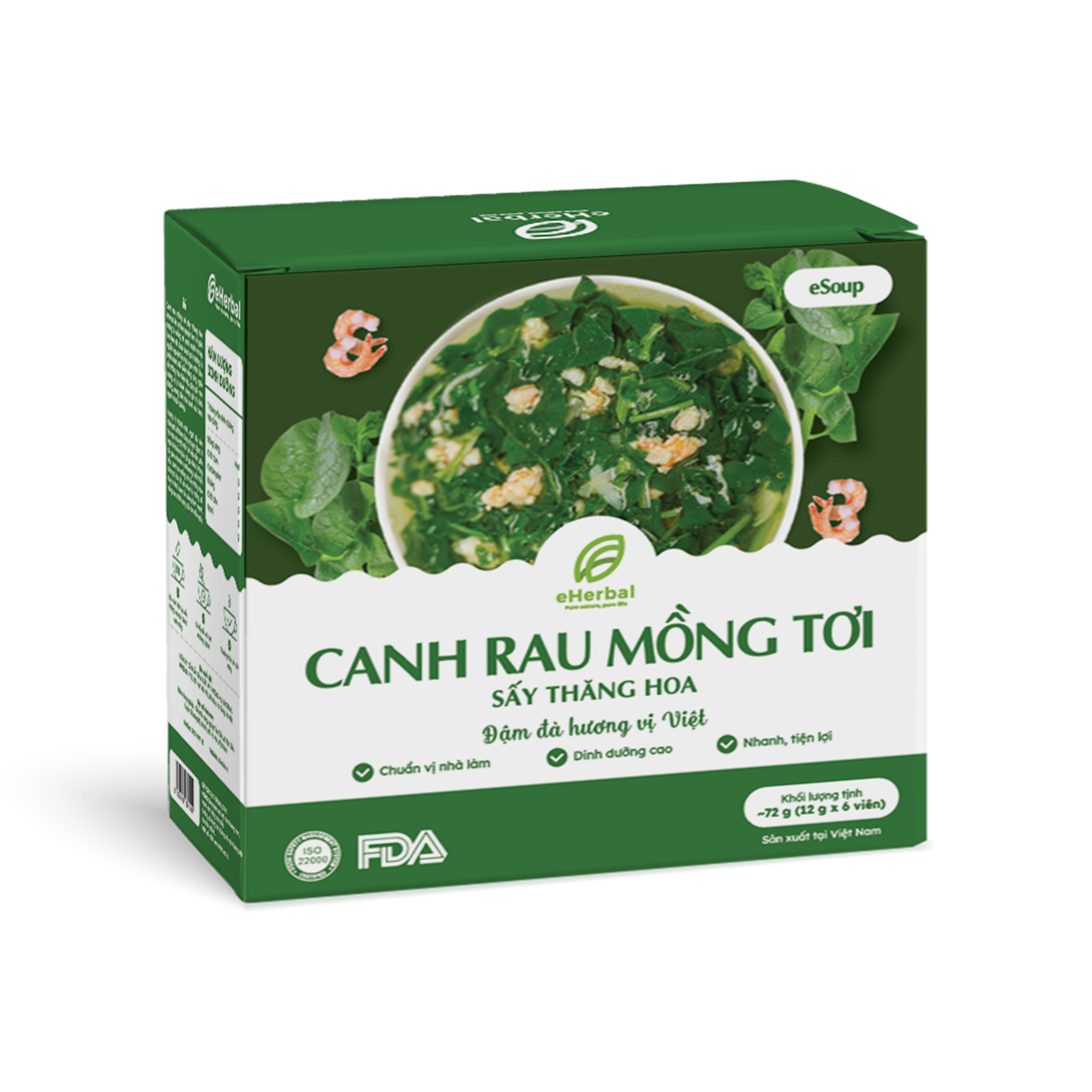 Canh rau mồng tơi sấy thăng hoa eSoup