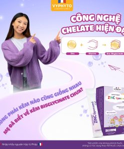 Thực phẩm bảo vệ sức khỏe VYPHYTOKID ZINC liposomé stick hỗ trợ bổ sung kẽm (hộp 14 gói)