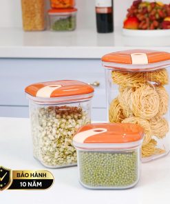 Set 3 hộp đựng thực phẩm khô (500-1000-1500ml) nhựa nguyên sinh pull box cao cấp OMADA – Model : M6933SI