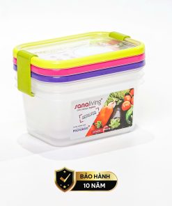 Set 3 Hộp đựng thực phẩm kháng khuẩn 550ml Sanaliving cao cấp OMADA – Model : S2312CA