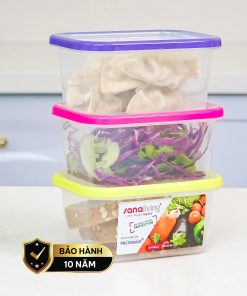 Set 3 Hộp đựng thực phẩm kháng khuẩn 550ml Sanaliving cao cấp OMADA – Model : S2312CA