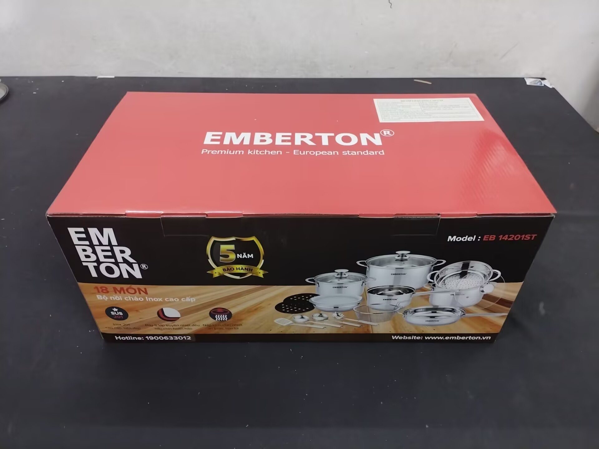 Bộ nồi chảo inox cao cấp 18 món Emberton EB 14201ST