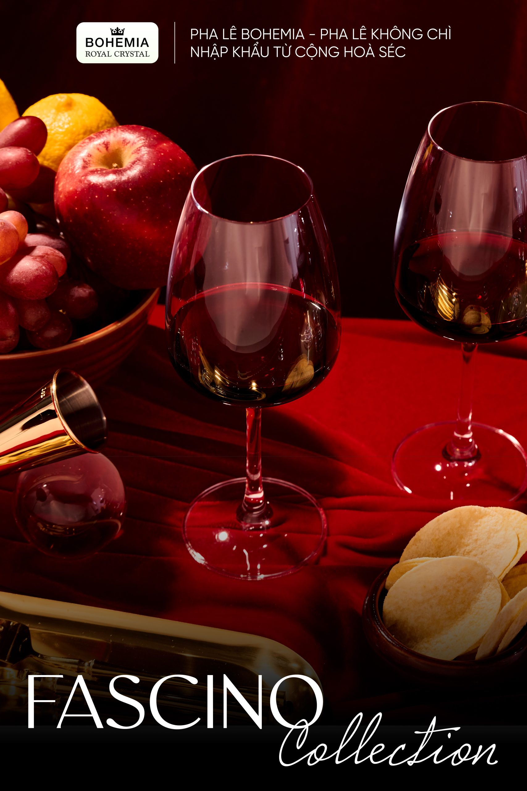 Ly Vang pha lê 480ml Bohemia Royal Crystal Set 6 ly – MODEL: Fascino 480ml