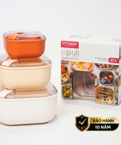 Set 3 hộp đựng thực phẩm (425-1000-2000ml) nhựa nguyên sinh pull box cao cấp OMADA – Model: M6753CA1