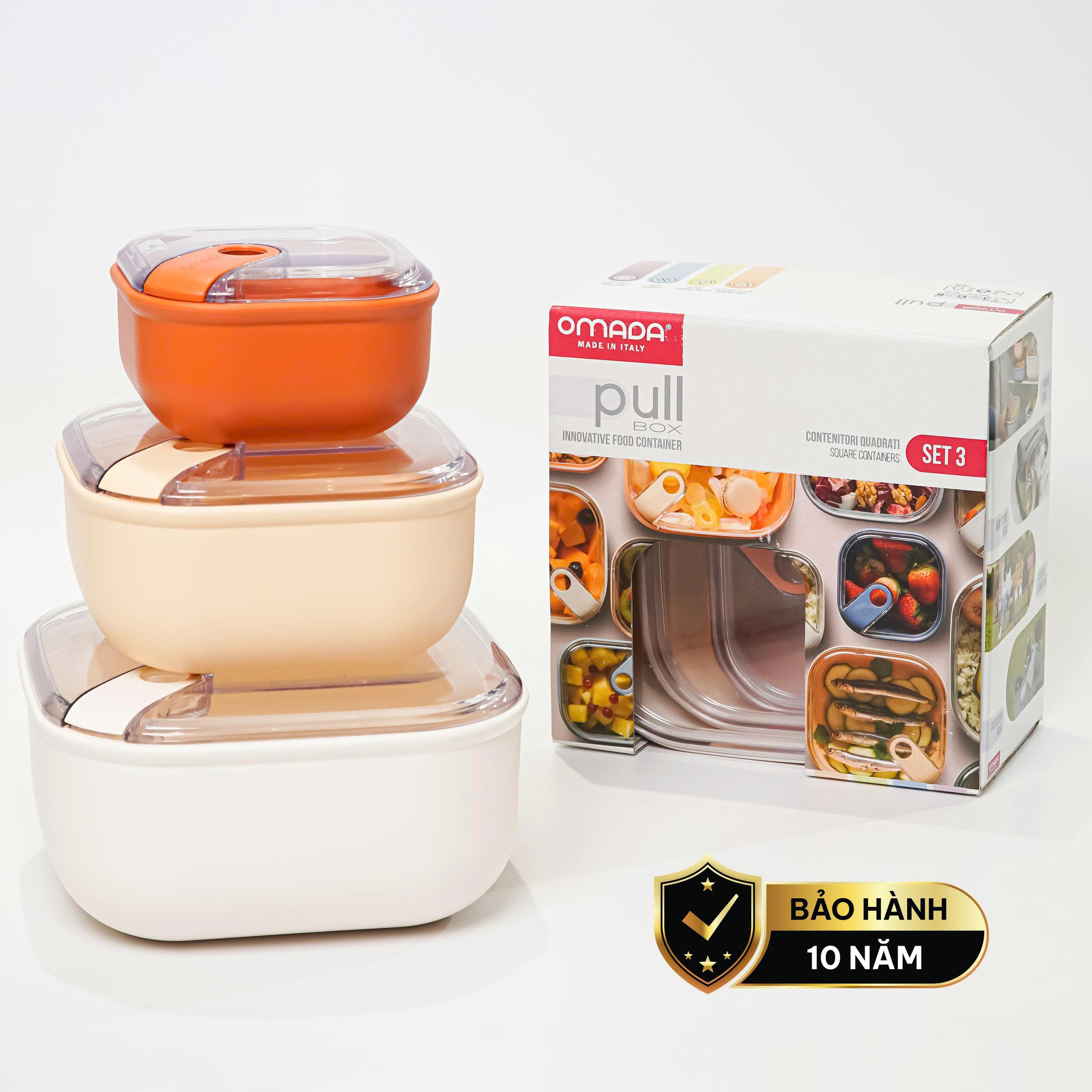 Set 3 hộp đựng thực phẩm (425-1000-2000ml) nhựa nguyên sinh pull box cao cấp OMADA – Model: M6753CA1