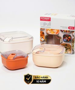 Set 3 hộp đựng thực phẩm (425-1000-2000ml) nhựa nguyên sinh pull box cao cấp OMADA – Model: M6753CA1