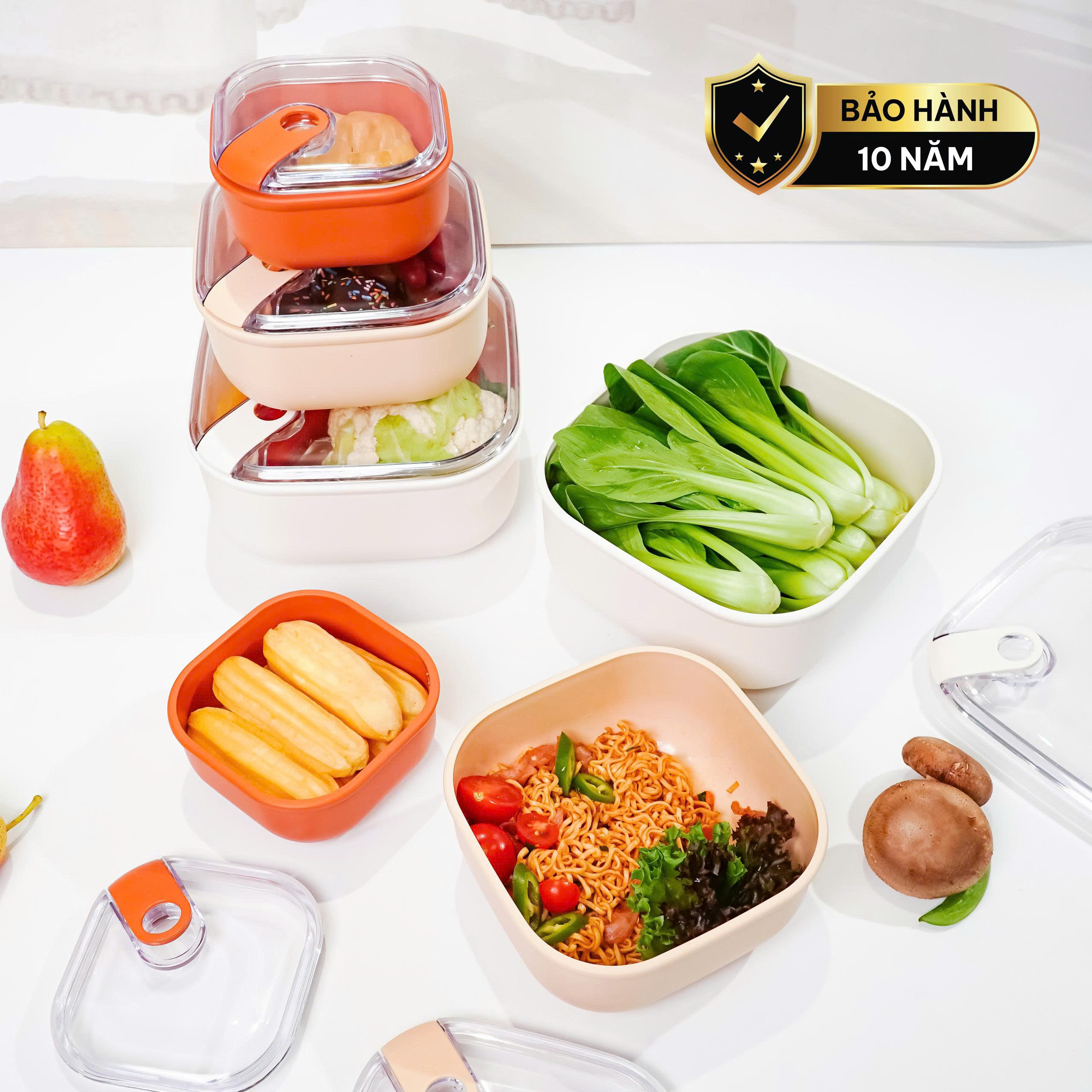 Set 3 hộp đựng thực phẩm (425-1000-2000ml) nhựa nguyên sinh pull box cao cấp OMADA – Model: M6753CA1