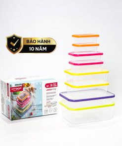 Set 8 hộp đựng thực phẩm kháng khuẩn Sanaliving cao cấp OMADA – Model: S2336CA