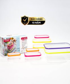 Set 8 hộp đựng thực phẩm kháng khuẩn Sanaliving cao cấp OMADA – Model: S2336CA