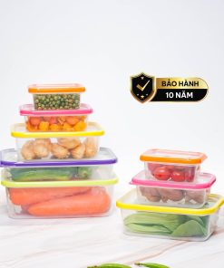 Set 8 hộp đựng thực phẩm kháng khuẩn Sanaliving cao cấp OMADA – Model: S2336CA