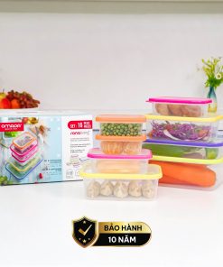 Set 8 hộp đựng thực phẩm kháng khuẩn Sanaliving cao cấp OMADA – Model: S2336CA