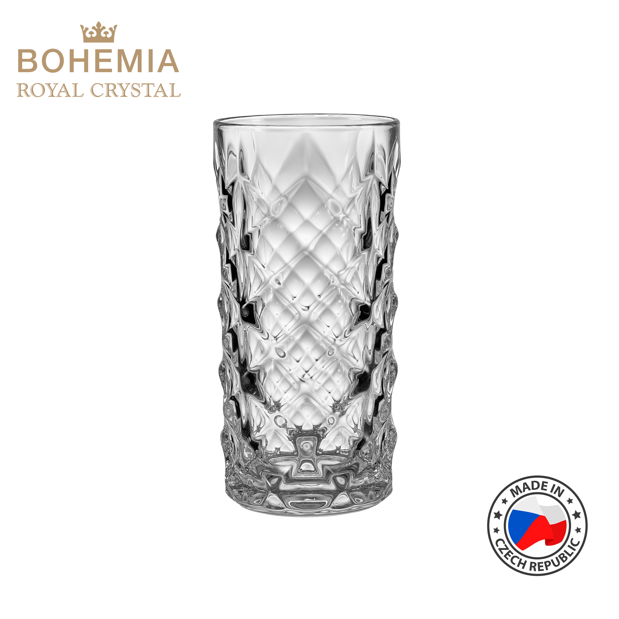 Cốc uống nước cao uống hoa quả pha lê 330ml Bohemia Royal Crystal Set 6 ly – MODEL: Tiny 330ml