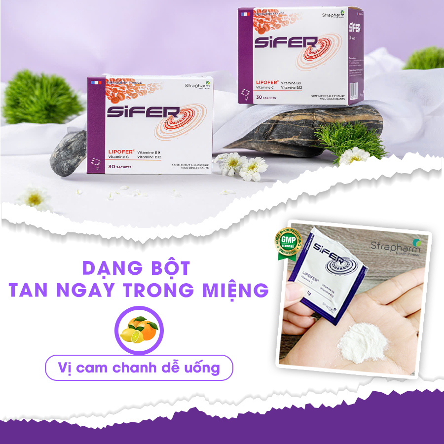 Thực phẩm bảo vệ sức khỏe bổ sung sắt SIFER (Hộp 30 gói)