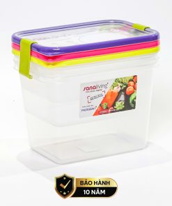 Set 3 hộp đựng thực phẩm kháng khuẩn 2100ml Sanaliving cao cấp OMADA – Model: S2323CA
