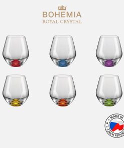 Cốc uống nước pha lê 500ml Bohemia Royal Crystal Set 6 ly – MODEL: Tori colour elevated bottom 500ml