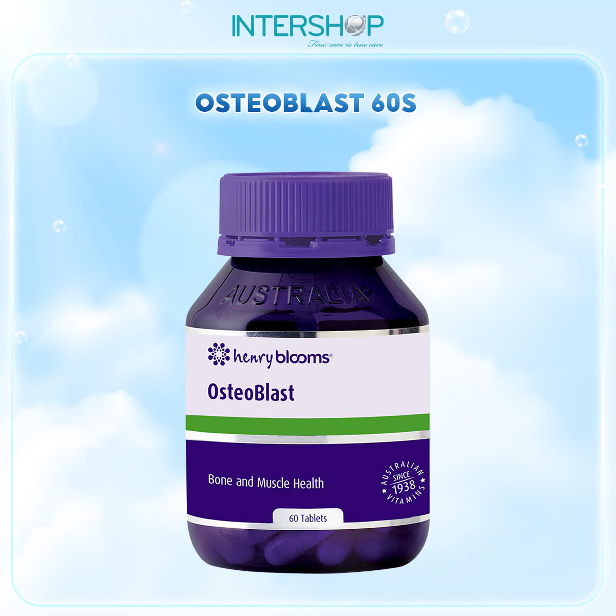 Viên uống bổ sung canxi HENRY BLOOMS Osteoblast Vitamin D3,Vitamin K xương chắc khoẻ giảm loãng xương (60 viên)