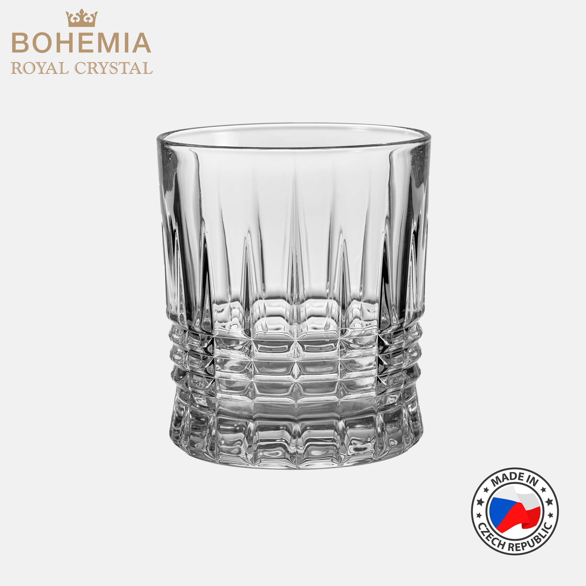 Cốc uống nước thấp ly Whisky pha lê Bohemia Royal Crystal Set 6 ly – Model : Pina